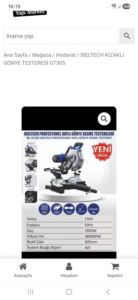 İbeltech Raylı Gönye Kesme Testeresi GT305
