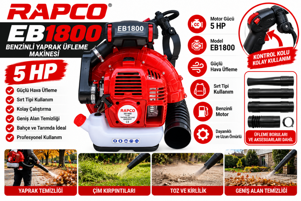 Rapco EB1800 5 HP Benzinli Sırt Tipi Üfleme Makinesi