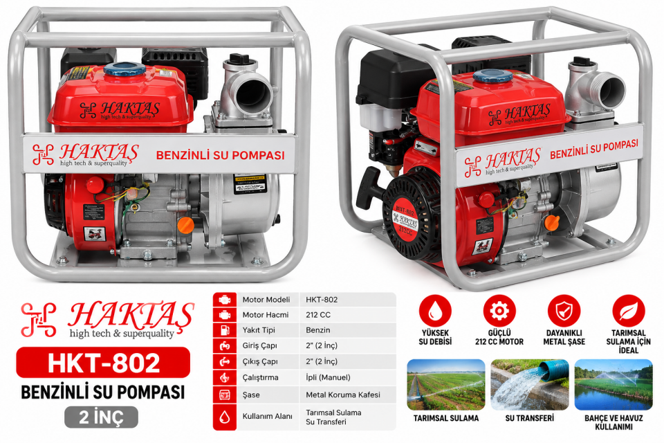 HAKTAŞ HKT-802 2 İnç 212 CC Benzinli Su Motoru
