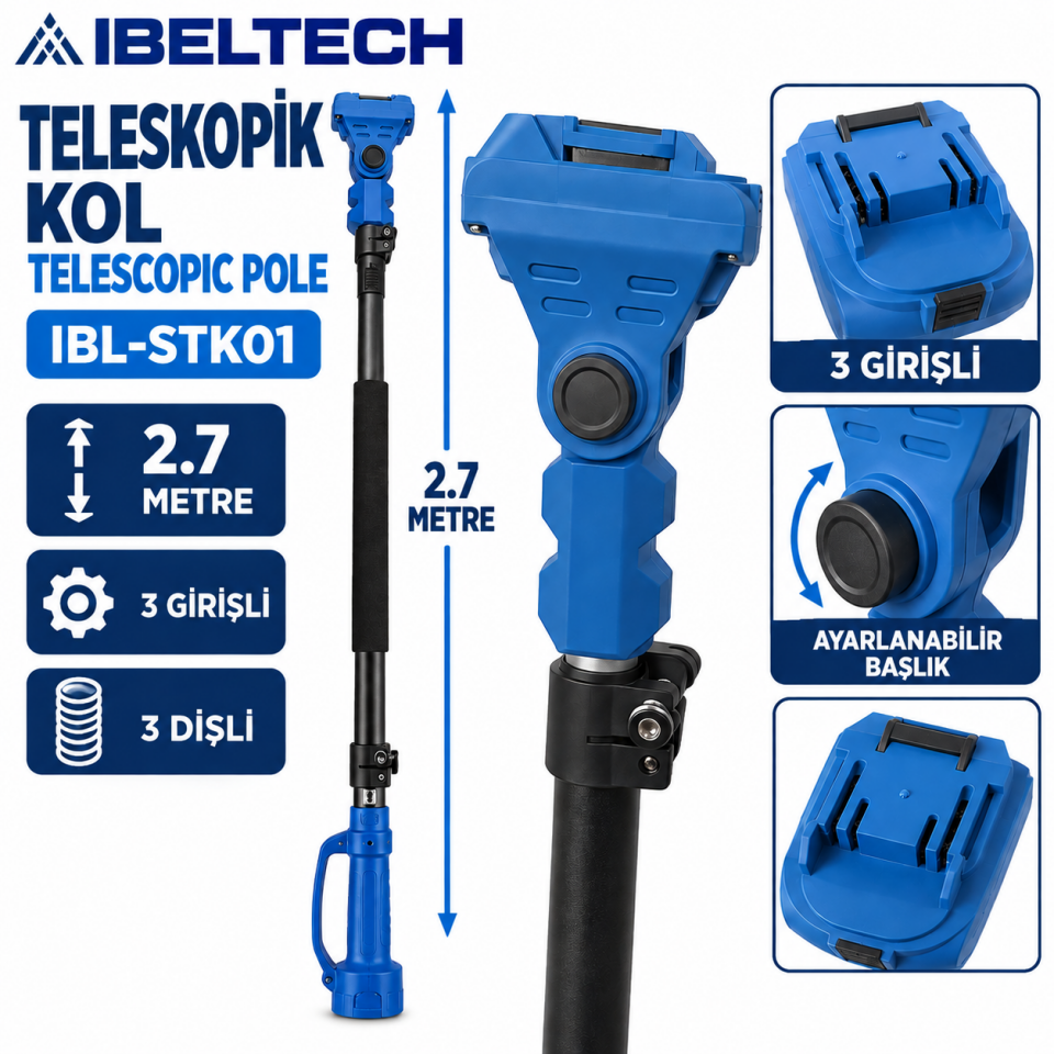 İbeltech IBL-STK01 2.7 Metre Teleskopik Uzatma Kolu