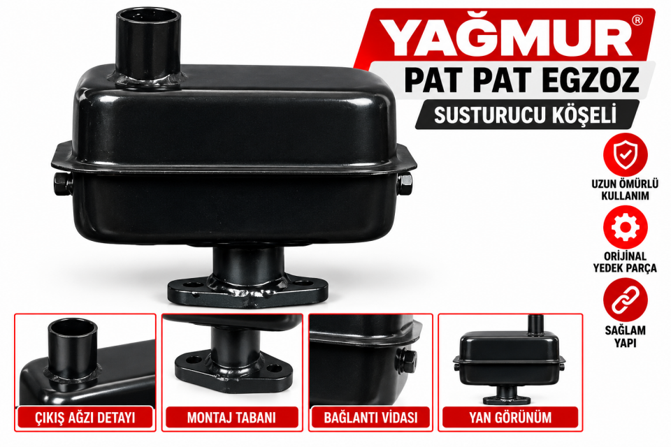 Yağmur 12 HP Egzoz Patpat Susturucu Köşeli