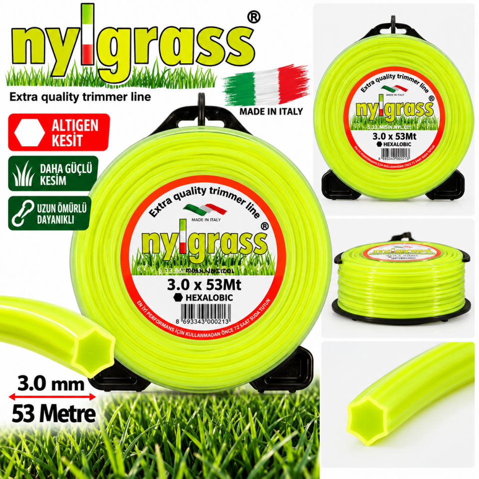 Nylgrass Tırpan Misinası 3.0 mm 53 Metre Altıgen