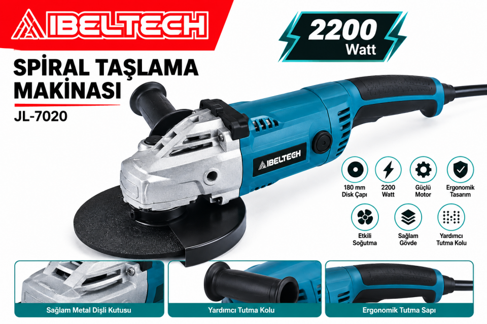 İbeltech JL-7020 2200W 180 mm Spiral Taşlama Makinesi